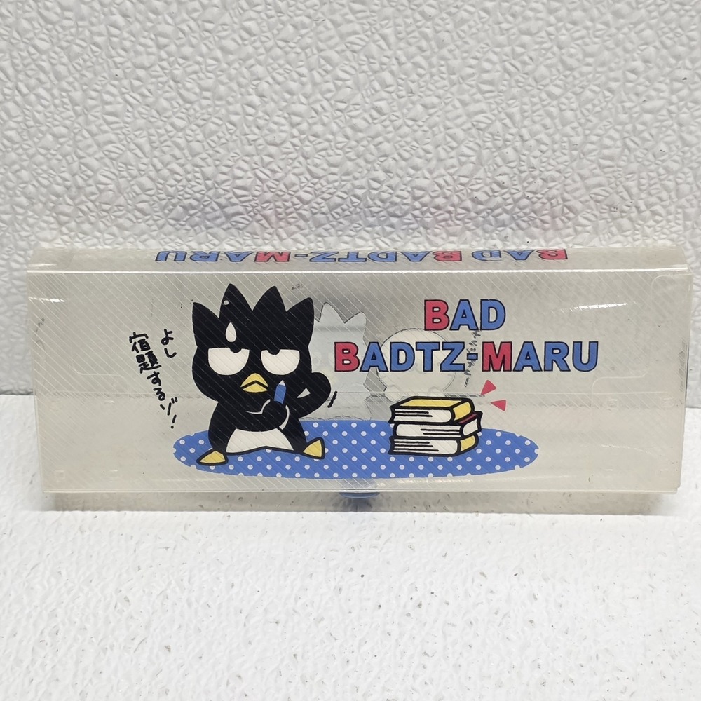 Bad Badtz Maru & Good Hana-Maru Clear Plastic Pencil Case Box Vtg 1997 Sanrio